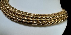 Ciner Herringbone Collar Necklace Gold Plated Heavy 195g Vintage