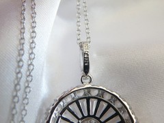 Antique Style Sterling Silver 925 Baguette Cluster CZ Large Pendant Necklace 18″