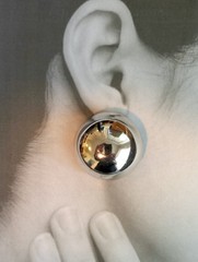 Vintage Coro Chrome Domed Round Clip On earrings Mod