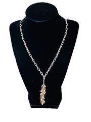 Vintage Sterling Silver Chain Citrine Drops Cluster Lariat Tassel Necklace 30g