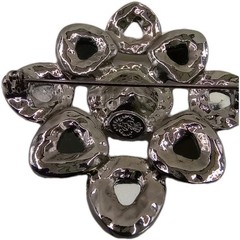 Vintage Style Premiere Design Brooch Black Topaz Glass Art Deco Pin 2 1/2 in D