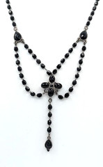 Vintage Style Black Beaded Necklace Gothic Victorian Drop Acrylic Statement