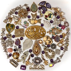 Lot Vintage & Modern Jewelry Parts Broken Repurpose Craft Rhinestones Harvest E