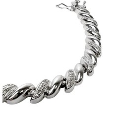PAJ BB China Bracelet Silver Tone Illusion Diamonds Textured Metal Shiny Smooth