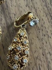 VTG CELEBRITY NY Cabochon Rhinestone Pendant Chain 18” Necklace