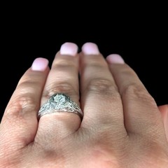 Art Deco Old European Cut Diamond 14k White Gold Platinum Engagement Ring 1920s