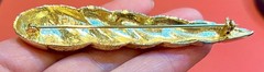 Vintage Brooch Bar Pin MJ ENT Modernist Gold Tone Rope Textured 3.25 Inches Long