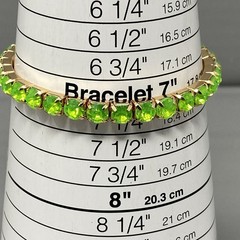 Rhinestone Stretch Bracelet Lime Green Clear Acrylic Prong Set Gold Tone 7″
