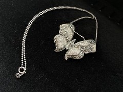 Rare Vintage SLC Sterling Silver Butterfly Necklace