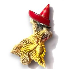 Scottie Dog Brooch Vintage Celluloid Red Sombrero Hat Novelty Figural Pin 1940s