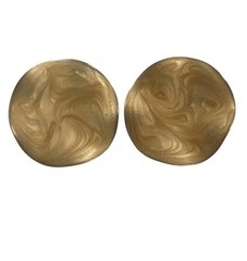 Vintage Avon Earrings Cream Beige Swirl Shimmer Wavy Stud Button Pierced