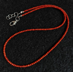 2mm Natural Italian Sea Red Coral Smooth Round Beads Genuine Red Color Necklace.