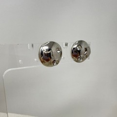 Trifari Rhinestone Domed Round Star Earrings Vintage Silver Tone Celestial