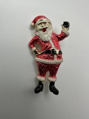 Vintage Enamel Santa Christmas Brooch 4.5cm BB4