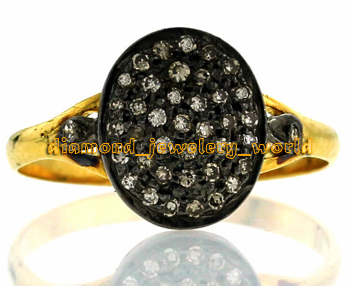 Vintage Style 0.80ct Clear Genuine Old Mine Rose Cut Diamond Silver Ring Jewelry