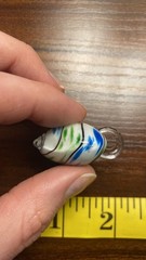 Vintage Murano Venetian Blue Green White Striped Heart Shaped Pendant