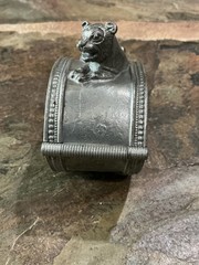 1976 Metropolitan Museum of Art Pewter Hinged LION Cuff EGYPTIAN REVIVAL COOL❤️