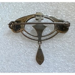 Antique Arts & Crafts Era Pin 800 Silver w/ Blue Enamel and Blue sapphire