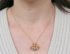 Antique 14K Gold Fleur De Lis Seed Pearl Brooch Pin & Pendant 3.1g