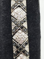 Vintage X O Design Black Onyx & Clear Pave Cubic Zirconia Bracelet sz 7″