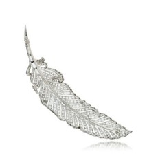 Beautiful Feather Design Lab-Created Baguette & Round Cut Diamonds Women Brooch