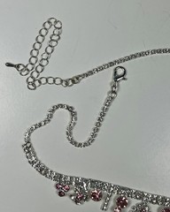 EISENBERG ICE Vintage Silver Tone Pink Rhinestone Crystal Choker Necklace