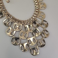 Vintage Waterfall Necklace Gold Tone Book Chain 15.5″