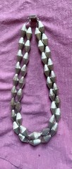 Les Bernard cone beaded necklace w/ Closure Sterling Silver chain and clasp