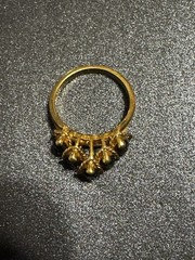 Lady Remington Gold Tone Five Black Marquis Cut Rinestones Ring Sz 9