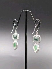 NOS By JEZLAINE Sterling Silver Aventurine Stone Drop Dangle Hook 925 Earrings