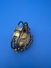 Vintage Husár D Czech Glass Rhinestone Bracelet – Pink Cabochon Statement Signed