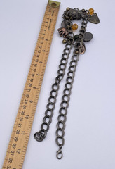 Vtg Elephant Bronze Tone Lion Charm Chunky Link Safari Statement Necklace 22″