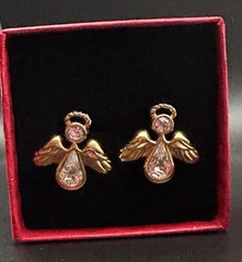 Avon Crystal Rhinestone Angel Pierced Earrings Nickel Free Studs Vintage 1990s