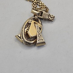 Vintage Gold Tone Watch Fob Charm Bracelet Victorian Revival Panther Mesh 7″