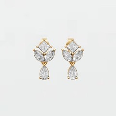 1.35 CTW Princess, Marquise & Pear Lab Grown Diamond Drop Earring Prong Setting