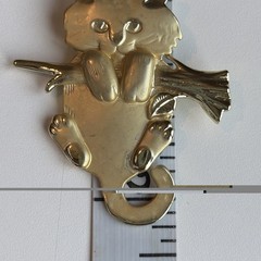 Vintage AJC Gold Tone Cat Kitten Pin Brooch Matte & Shiny Hanging On Branch