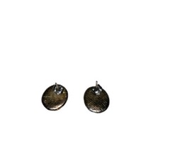 Vintage Unbranded Faux Pearl & Goldtone Oval Button Style Pierced Earrings 5/8”