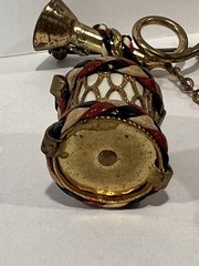 Vintage WW11 Drum & Bugle Sweetheart Pin Patriotic Red White Blue Leather Braid