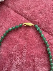 Vintage Nephrite Jade Bead Necklace Silver Clasp AND Faux Pearl Necklace