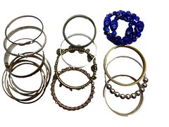 VTG 1950S TO 1970S BRACELET Bangle LOT 12 TOTAL Enamel Hammered Brass Fair Wrap￼