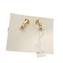 JC Penny Brown Cabochon Dangle Drop Earrings Gold Tone Vintage NWTs
