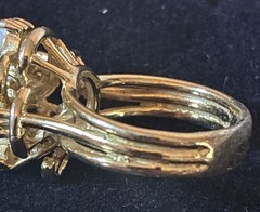 Vintage 18K HGE Size 8 Cocktail Ring with Three Fire Opals With Diamonds Sz 6.5