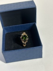 Vintage Green Cubic Zirconia Ring Gold Plated Womens Size 6