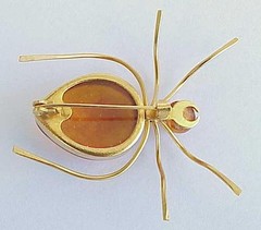 ✅BALTIC AMBER RUSSIA SOVIET INSECT SPIDER BROOCH 22k GOLD JEWELRY 老琥珀 PIN ORDER