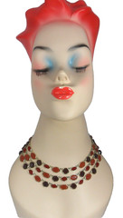 Ann Taylor Georgian Collet Necklace 3 Strand Riviere Anna Wintour Faux Carnelian