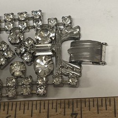 Vintage Mid Century Rhinestone 5 Row Bracelet Silver-Tone 7.5″ (FC110-1Q4452