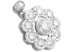 Antique 2.25Ct Diamond and 18k White Gold Cluster Earrings Circa 1930