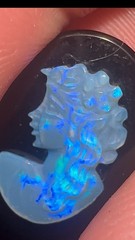 Vintage/Antique 20×15 Natural Solid Hand carved Australian Opal Cameo on Onyx