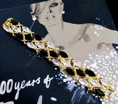Vtg Runway Rare NAPIER “Black Tie” Swarovski Marquise Crystal Bracelet Book Pc