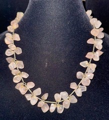 Antique Victorian Rose Quartz Cluster Necklace Silver Link Pools of Light 97 Gr